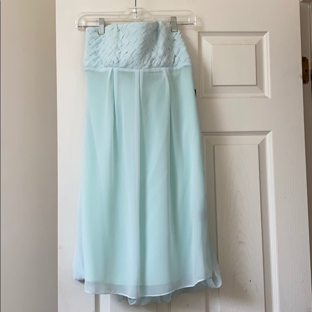 badgley mischka basketweave dress light blue 8